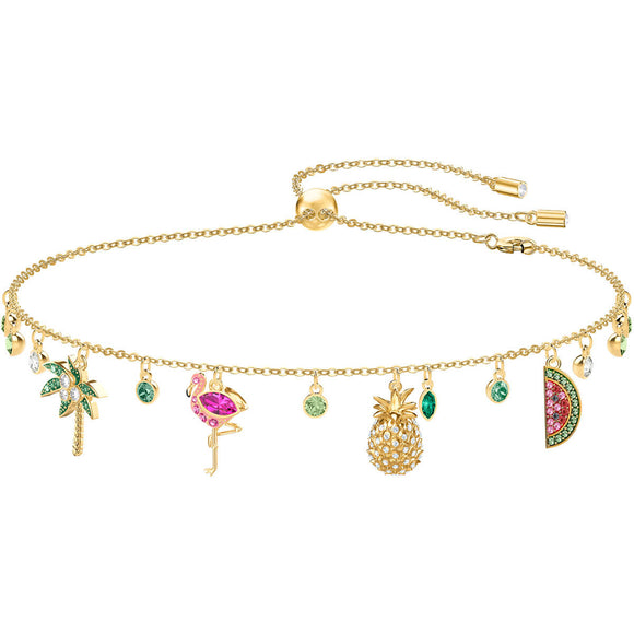 Swarovski Lime Tropical Summer Multi-Colored Gold Plating Charms Necklace-Seven Season
