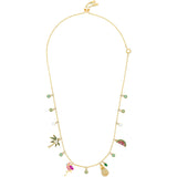 Swarovski Lime Tropical Summer Multi-Colored Gold Plating Charms Necklace-Seven Season