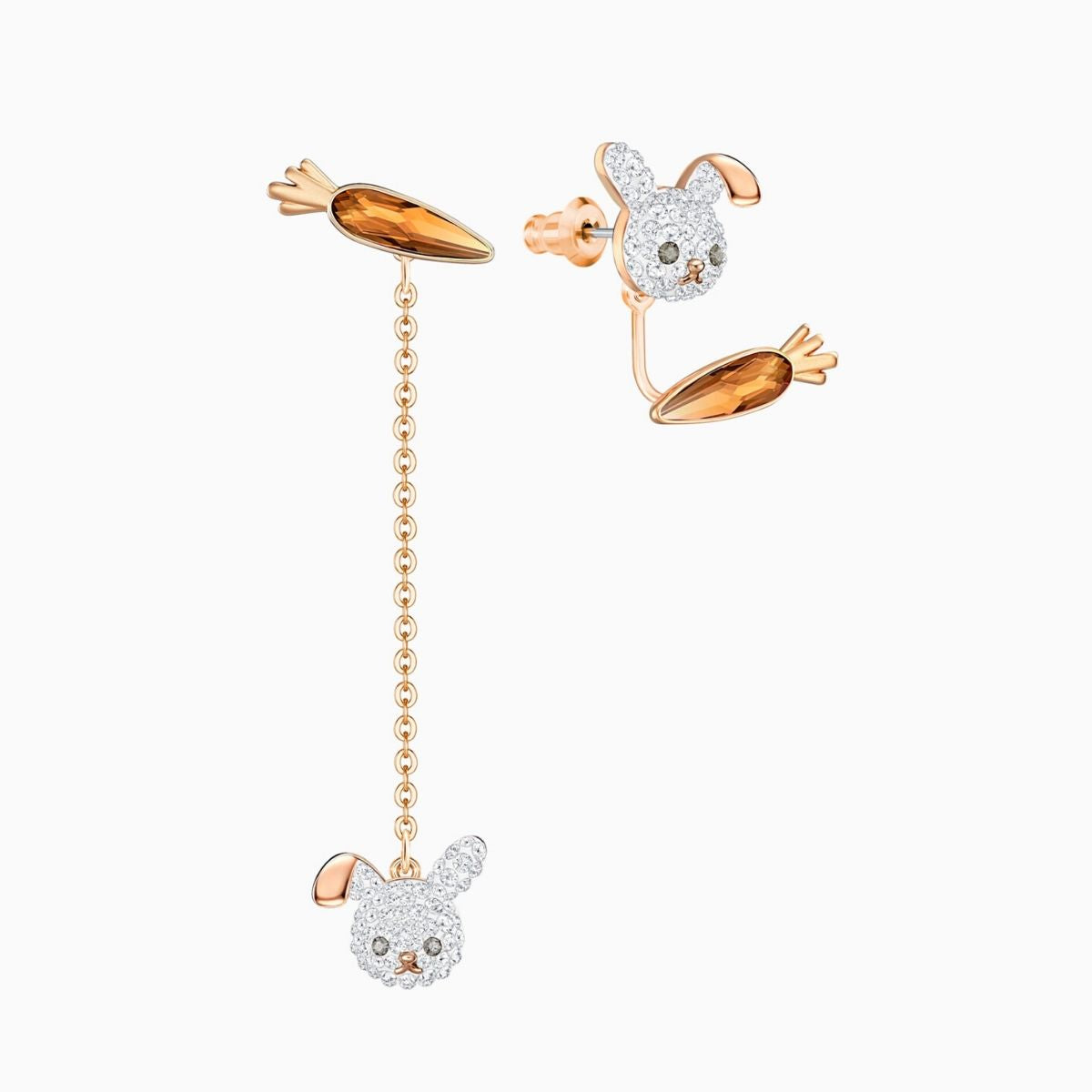 Little Bunny Multi Colored Rose Gold Plating Pierced Earrings
