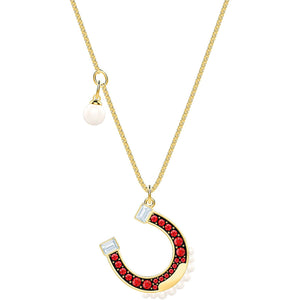 Swarovski Lucky Goddess Horseshoe Multi-Colored Gold Plating Pendant Necklace-Seven Season