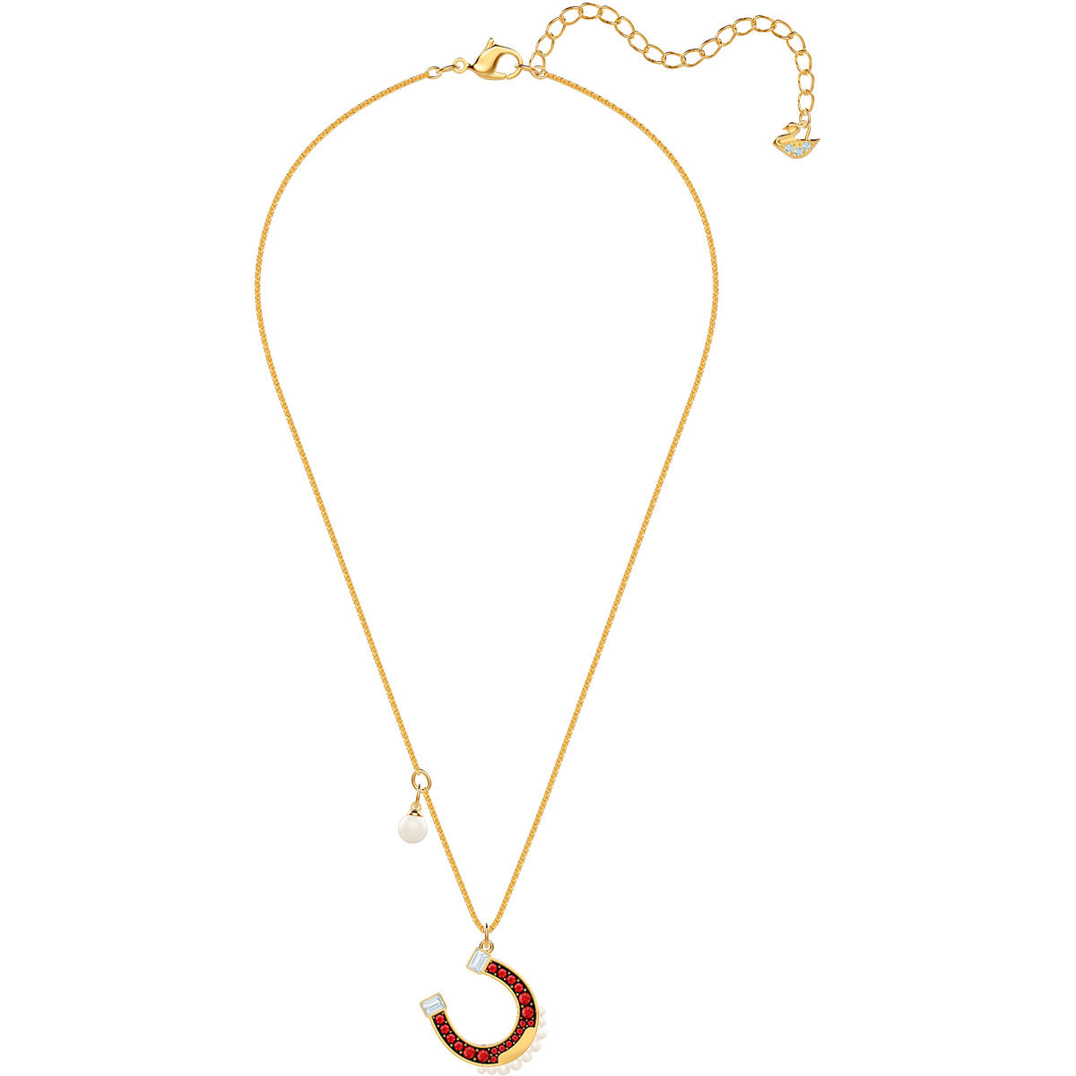 Lucky Goddess Horseshoe Multi-Colored Gold Plating Pendant Necklace