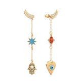 Swarovski Lucky Goddess Lucky Talisman Symbols Multi-Colored Gold Plating Pierced Earrings-Seven Season