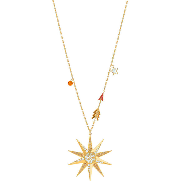 Swarovski Lucky Goddess Star Multi-Colored Gold Plating Pendant Necklace-Seven Season