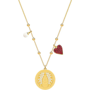 Swarovski Lucky Goddess Wings Multi-Colored Gold Plating Pendant Necklace-Seven Season