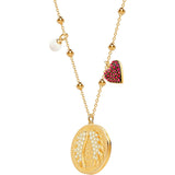 Swarovski Lucky Goddess Wings Multi-Colored Gold Plating Pendant Necklace-Seven Season