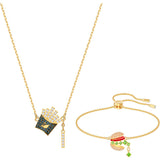 Swarovski  Nicest Burger and Chips Multi-Colored Gold Plating Necklace Bracelet Set-Seven Season