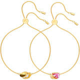 Swarovski Nicest Cupcake and Tea Multi-Colored Gold Plating Bracelet Set-Seven Season