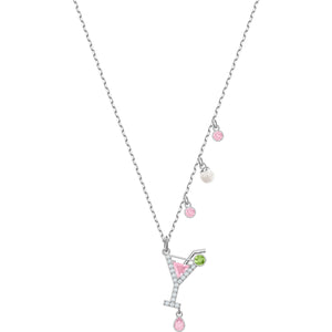 No Regrets Cocktail Multi Colored Rhodium Plating Pendant Necklace