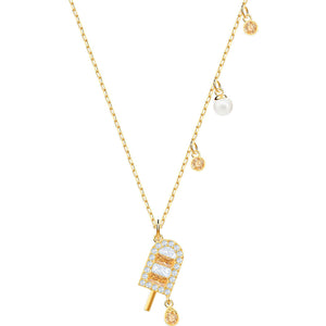 Swarovski No Regrets Ice Cream Multi-Colored Gold Plating Pendant Necklace-Seven Season