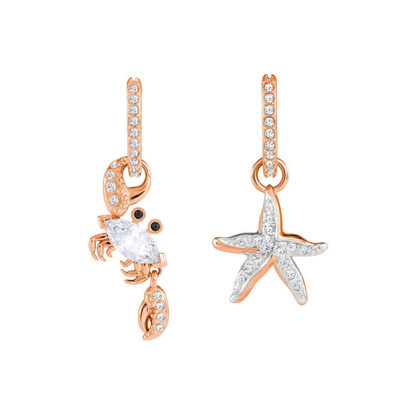 Swarovski Ocean Crab White Rose Gold Plating Pierced Earrings-Seven Season