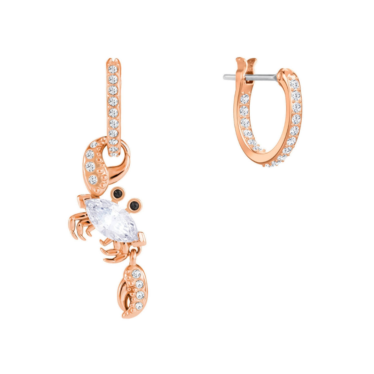 Ocean Crab White Rose Gold Plating Pierced Earrings