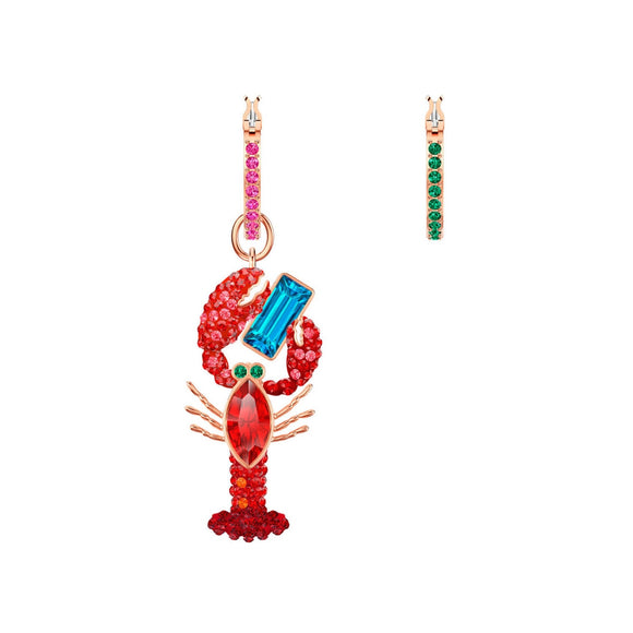 Swarovski Ocean Lobster Multi-Colored Rose Gold Plating Pierced Earrings-Seven Season