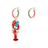 Swarovski Ocean Lobster Multi-Colored Rose Gold Plating Pierced Earrings-Seven Season