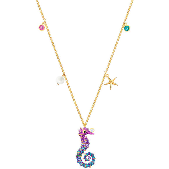 Swarovski Ocean Seahorse Multi-Colored Gold Plating Pendant Necklace -Seven Season