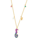 Swarovski Ocean Seahorse Multi-Colored Gold Plating Pendant Necklace -Seven Season