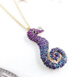 Swarovski Ocean Seahorse Multi-Colored Gold Plating Pendant Necklace -Seven Season