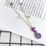 Swarovski Ocean Seahorse Multi-Colored Gold Plating Pendant Necklace -Seven Season