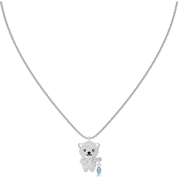 Swarovski Polar Bear Multi-Colored Rhodium Plated Pendant Necklace-Seven Season