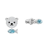 Swarovski Polar Bear Multi-Colored Rhodium Plated Pierced Earrings-Seven Season