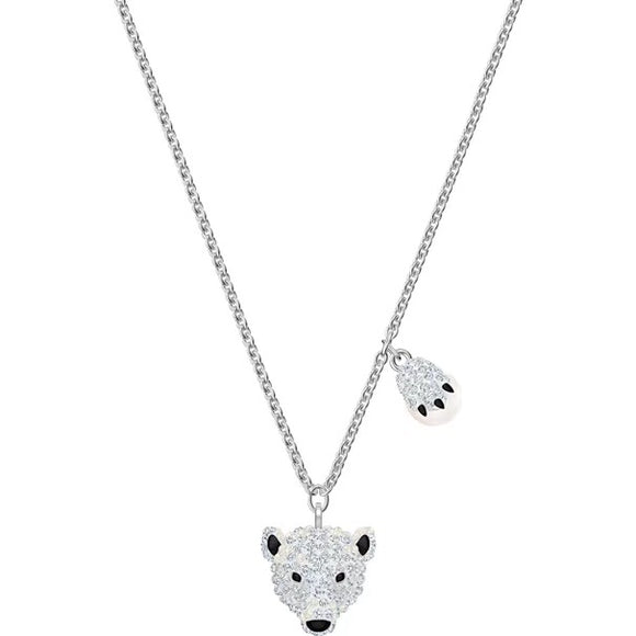 Swarovski Polar Bestiary Polar Bear Multi-Colored Rhodium Plated Pendant Necklace-Seven Season