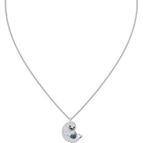 Swarovski Polar Seal Multi-Colored Rhodium Plated Pendant Necklace-Seven Season