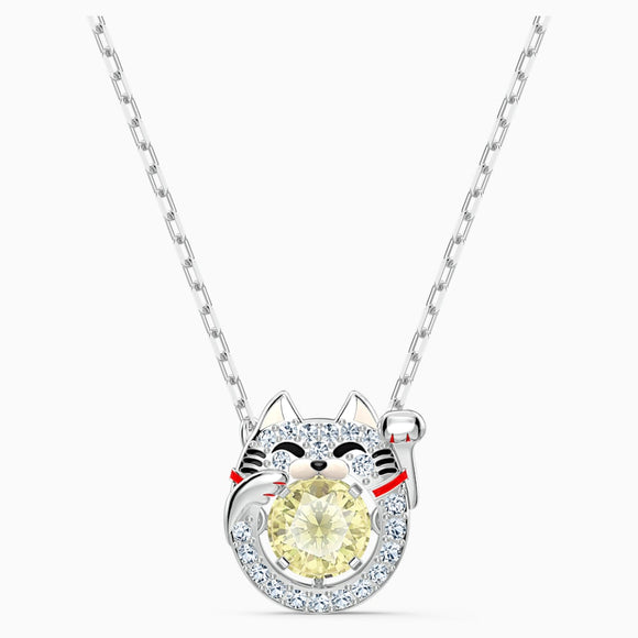 Swarovski Sparkling Dance Light Multi-Colored Rhodium Plated Cat Necklace -Seven Season