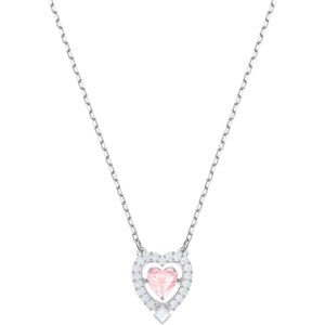 Swarovski Sparkling Dance Pink Rhodium Plating Heart Necklace -Seven Season