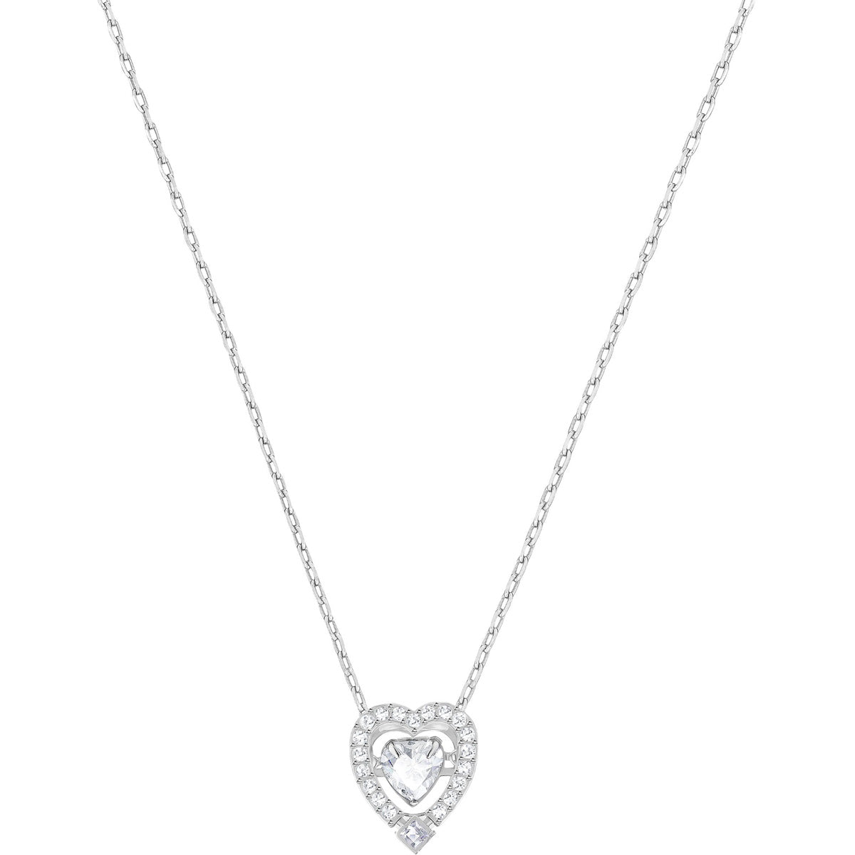 Sparkling Dance White Rhodium Plating Heart Necklace - Seven Season