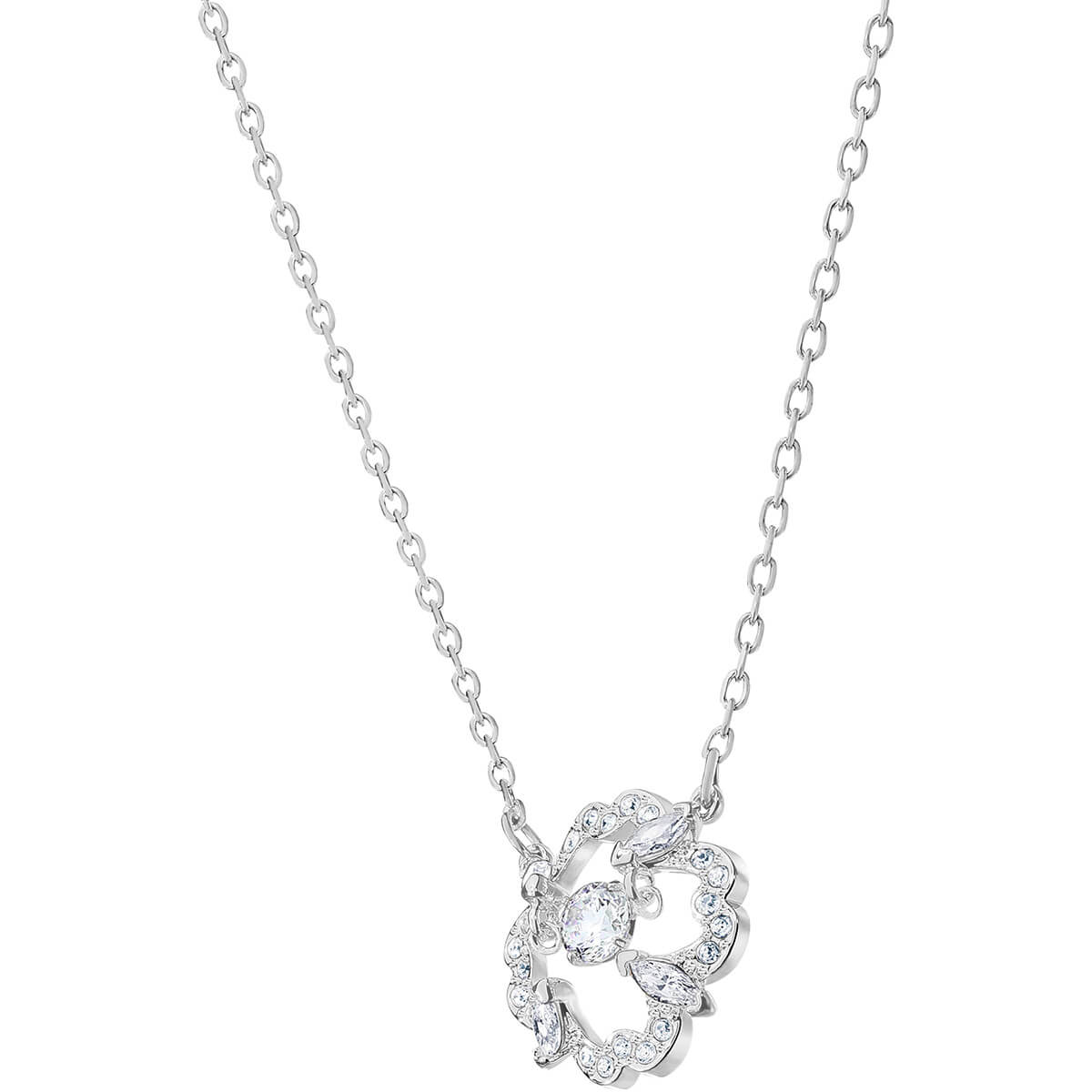 Sparkling Dance White Rhodium Plating Pear Necklace Seven Season