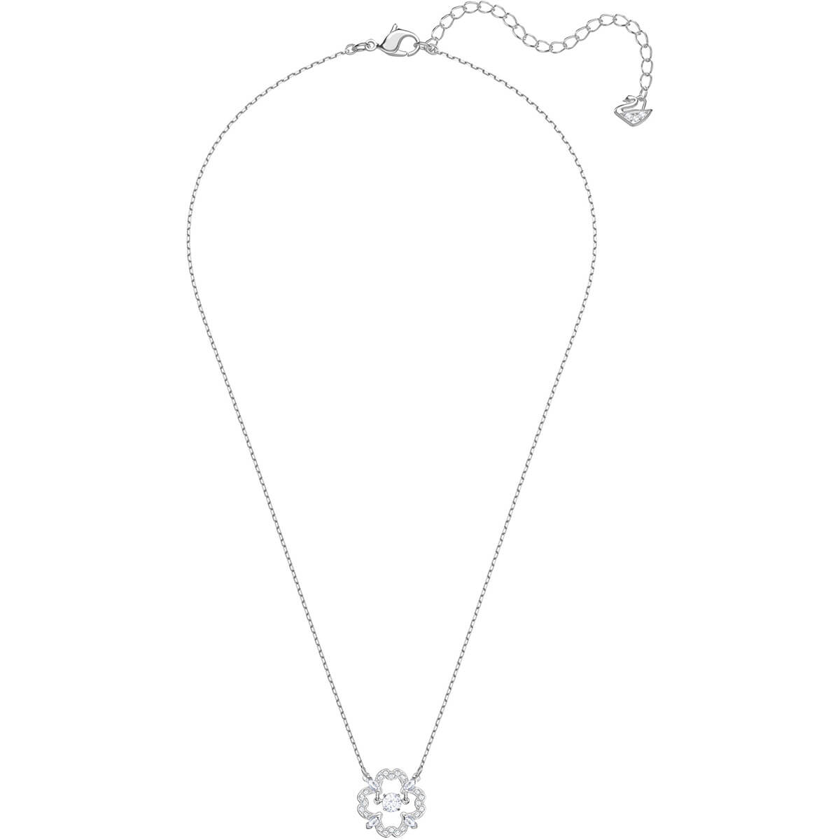 Sparkling Dance White Rhodium Plating Pear Necklace