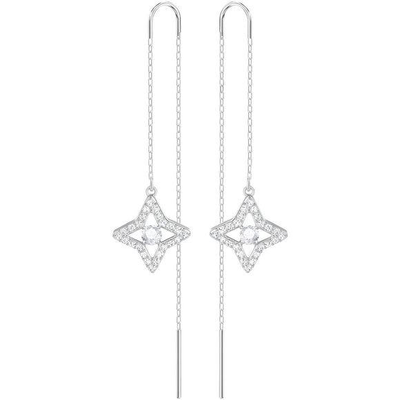 Swarovski Sparkling Dance White Rhodium Plating Star Pierced Earrings -Seven Season