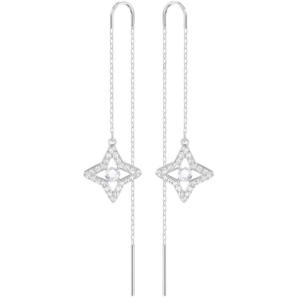 Sparkling Dance White Rhodium Plating Star Pierced Earrings