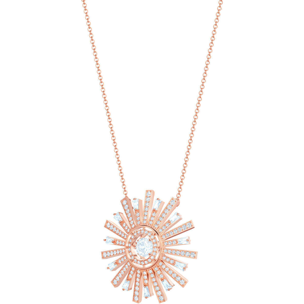 NEW!! Authentic Swarovski Sun Satin Pendant Necklace Amazon.com: Swarovski Sunshine Pendant White/Rose Gold  main image 4