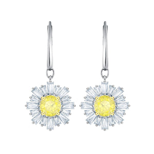 Swarovski Sunshine White Rhodium Pierced Drop Earrings-Seven Season