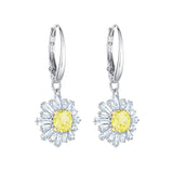 Swarovski Sunshine White Rhodium Pierced Drop Earrings-Seven Season