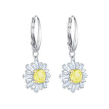 Swarovski Sunshine White Rhodium Pierced Drop Earrings-Seven Season
