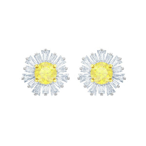Swarovski Sunshine White Rhodium Pierced Earrings-Seven Season