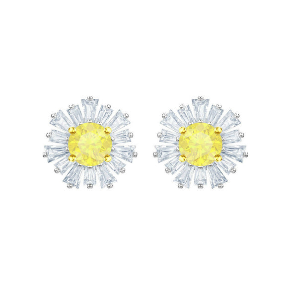 Swarovski Sunshine White Rhodium Pierced Earrings-Seven Season