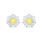 Swarovski Sunshine White Rhodium Pierced Earrings-Seven Season