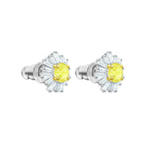 Swarovski Sunshine White Rhodium Pierced Earrings-Seven Season