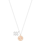 Swarovski Zodiac Aquarius Gray Rhodium Plated Pendant Necklace-Seven Season