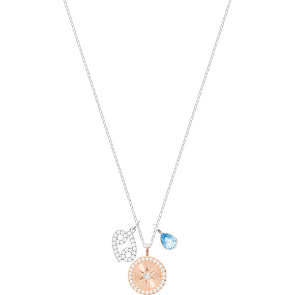 Swarovski Zodiac Cancer Aqua Rhodium Plated Pendant Necklace-Seven Season