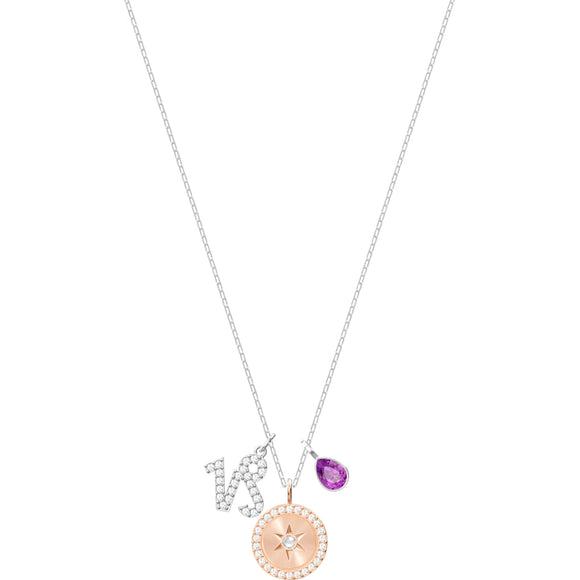 Swarovski Zodiac Capricorn Purple Rhodium Plated Pendant Necklace-Seven Season