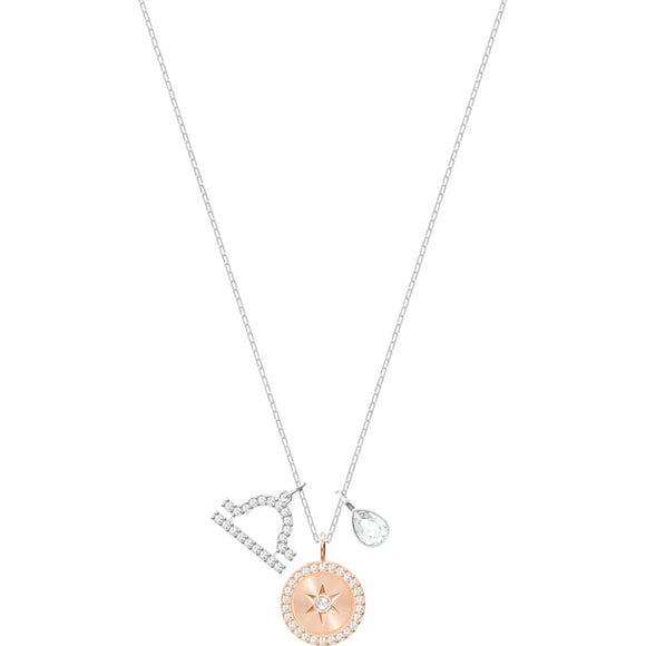 Swarovski Zodiac Libra White Rhodium Plated Pendant Necklace-Seven Season