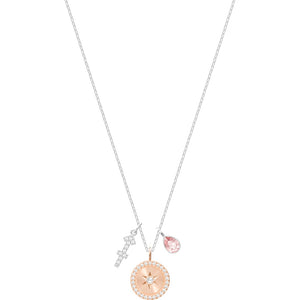 Swarovski Zodiac Sagittarius Pink Rhodium Plated Pendant Necklace-Seven Season