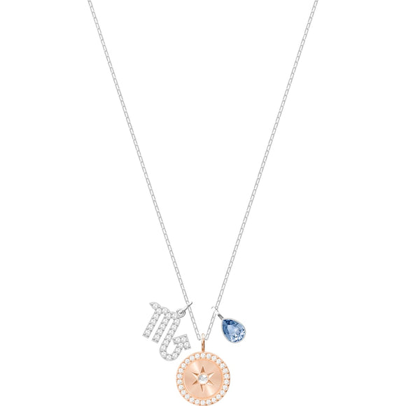 Swarovski Zodiac Scorpio Blue Rhodium Plated Pendant Necklace-Seven Season