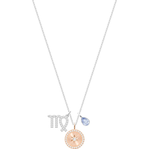 Swarovski Zodiac Virgo Violet Rhodium Plated Pendant Necklace-Seven Season