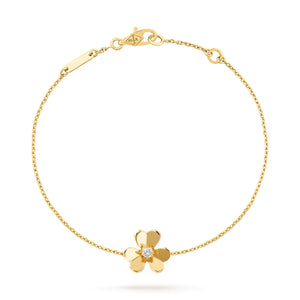 Van Cleef & Arpels Frivole Clover Yellow Gold-Plated Mirror-Polished Chain Bracelet-Seven Season