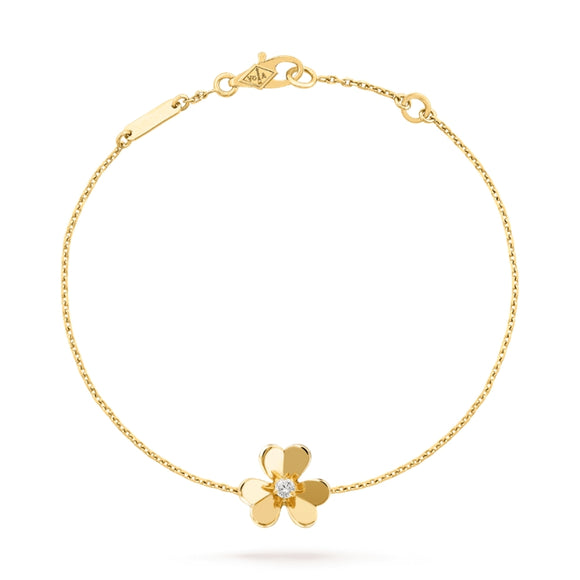 Van Cleef & Arpels Frivole Clover Yellow Gold-Plated Mirror-Polished Chain Bracelet-Seven Season