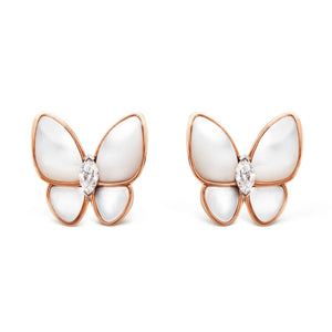 Van Cleef & Arpels Two Butterfly Mother-of-Pearl Stud Earrings-Seven Season